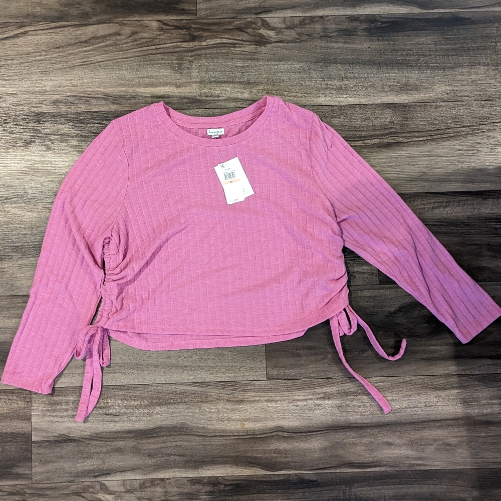 Love, Fire Long Sleeve Pink Crop Top